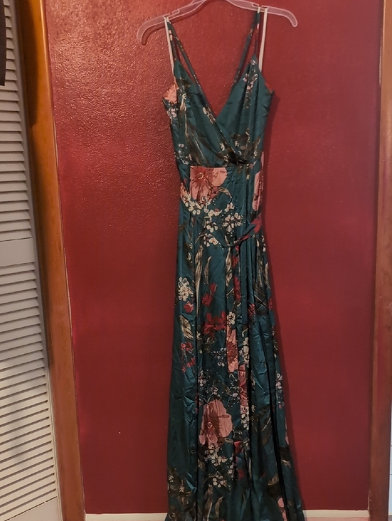 Lulus Dresses & Skirts - Lulu's Teal Floral Wrap-Front Maxi Dress with Pink & Red Blooms